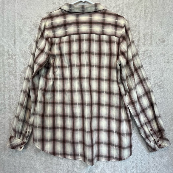 Ryan Michael Brown Cream Plaid Tunic Size Large Western Cowgirl Collared Navajo - Picture 10 of 15